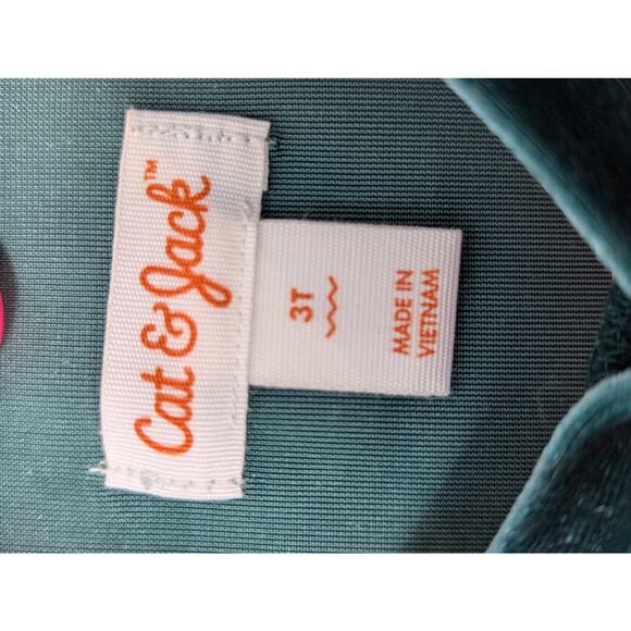 Toddler Girls' Velour Short Sleeve Dress - Cat & Jack Green Size 3T - Picture 4 of 4